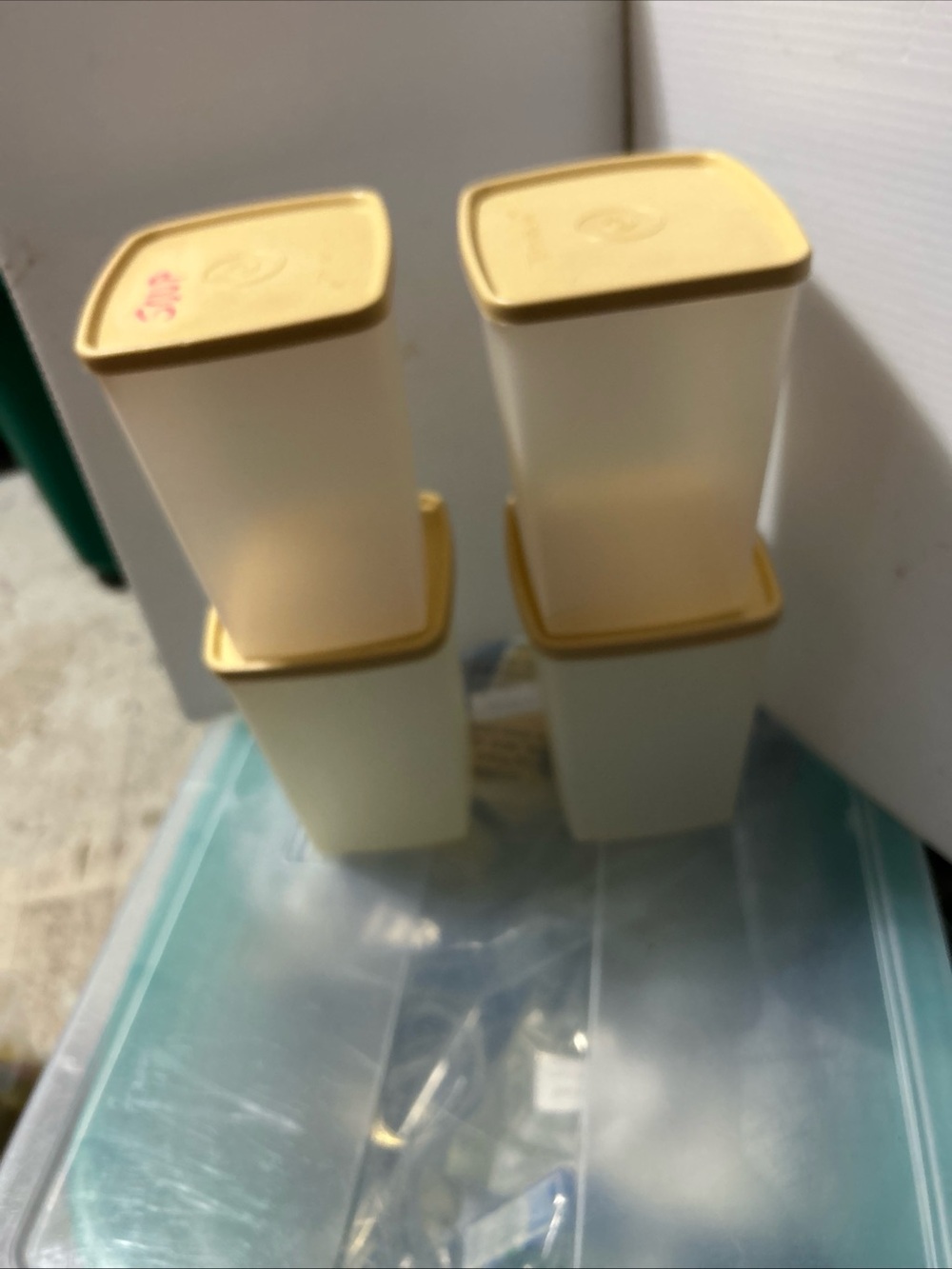 Tupperware Cream Canisters with Gold Lids – Set of 4